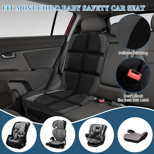 Image of Car Seat Protector for Child Car Seat, 2 Pack Baby Car Seat Covers with Mesh Pockets & Non-Slip Backing 600D Durable Seat Protector Under Baby Car Seats