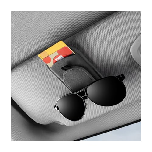 JNNJ Soporte Universal De Cuero para Gafas De Sol, Universales Portagafas Coche La Mayoría Los Coches, Automóviles Organizador Gafas Facturas Y Tarjetas Crédito Automóvil Accesorios(Gris)