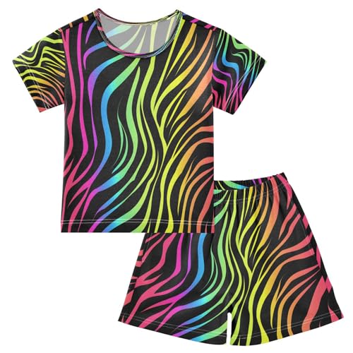 senya Short Sleeve Pajamas Sets Summer Cotton Sleepwear Rainbow Abstract