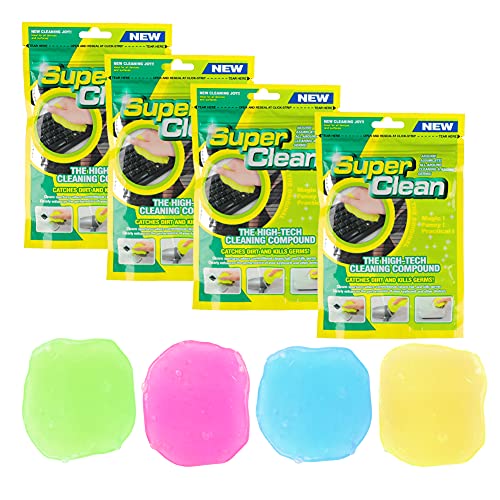 4 Stück Tastatur Reiniger Gel - Reinigungsgel für Auto Innenraum Reiniger, Keyboard Cleaner, Reinigungsschleim Universeller Staubreiniger für Auto, Laptops, Computers, Kameras, Drucker, 80g x 4 Farben