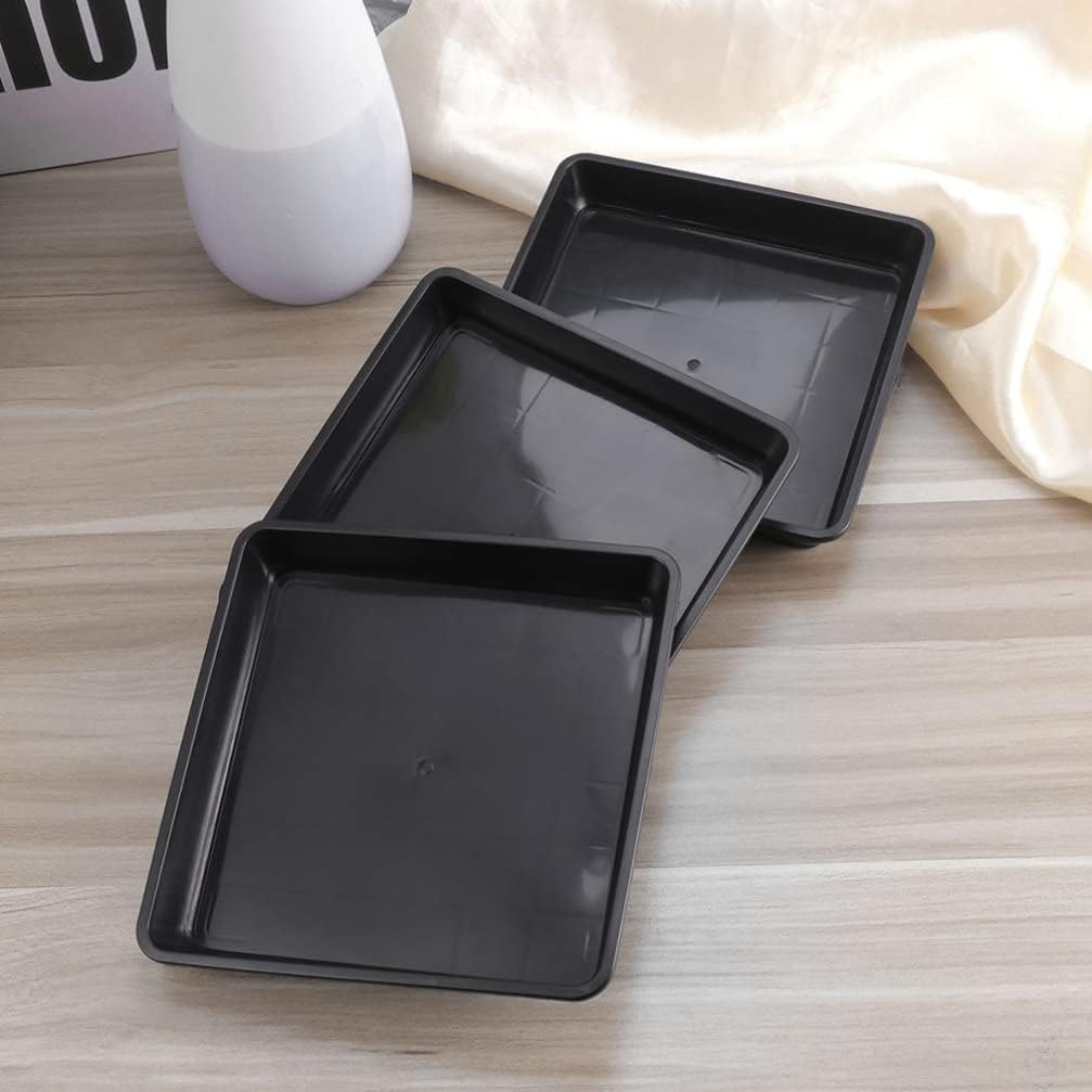 Vaguelly 12pcs Square Planter Saucer Square Pot Trays Black Plastic Plant Tray Plant Garden Potted Water Drips and Container Accessories for Indoors Outdoor, 12cm/ 4.7inch image 5