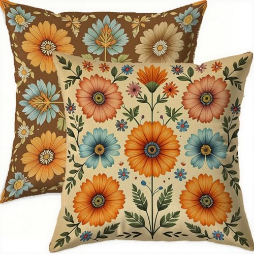 Housse coussin 65x65cm velours premium lot de 2 décor fleuri Noël chic - 2