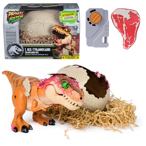 Primal Hatch Dino Rising - Figura Jurassic Dinosaurio Interactivo: Incuba y Entrena a tu Bebé Tiranosaurio Rex, con +100 Sonidos y Reacciones - 6072462 - Regalo Niño 5 Años + - Dinosaurios Juguetes