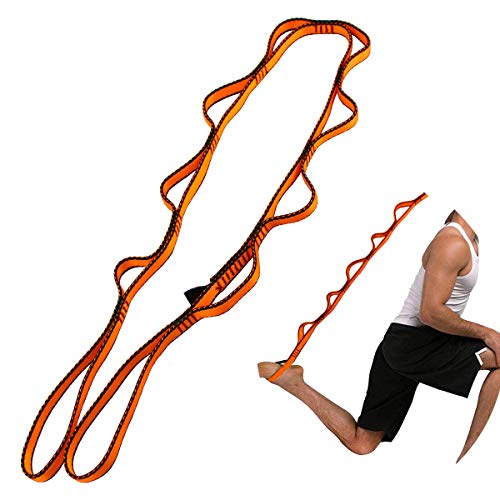 Geelife Daisy Chain Rope 2 pcs Looped Strong Straps 23 kN Climbing Lanyard Nylon Daisy Chains Multi Loop Aerial Yoga Webbing Sling 53 Inches (Orange)