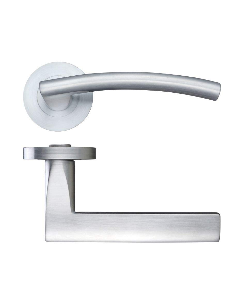 Amalfi Door Handle Lever On Rose - Satin Chrome