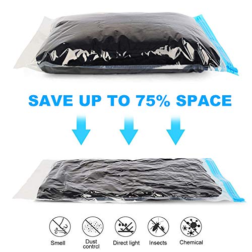 Compression Bags For Travel - Travel Accessories - 10 Pack Space Saver Bags - No Vacuum Or Pump Needed - Vacuum Storage Bags For Travel Essentials - Travel And Home Packing-Organizers (Blue) #TOP2