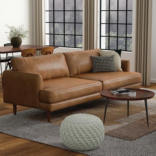 SIMPLIHOME Livingston Top Grain Leather Sofa