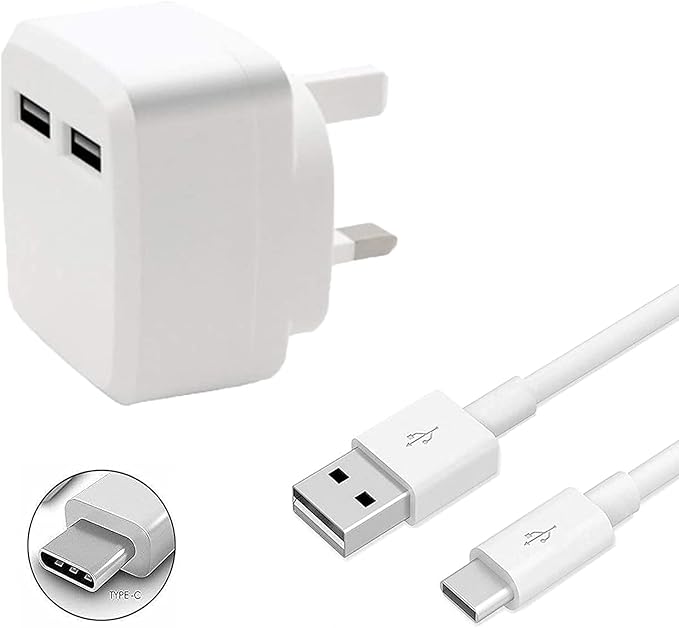 Galaxy A04S / A04 Charger, Dual USB Port Charger Plug [1 Meter] USB