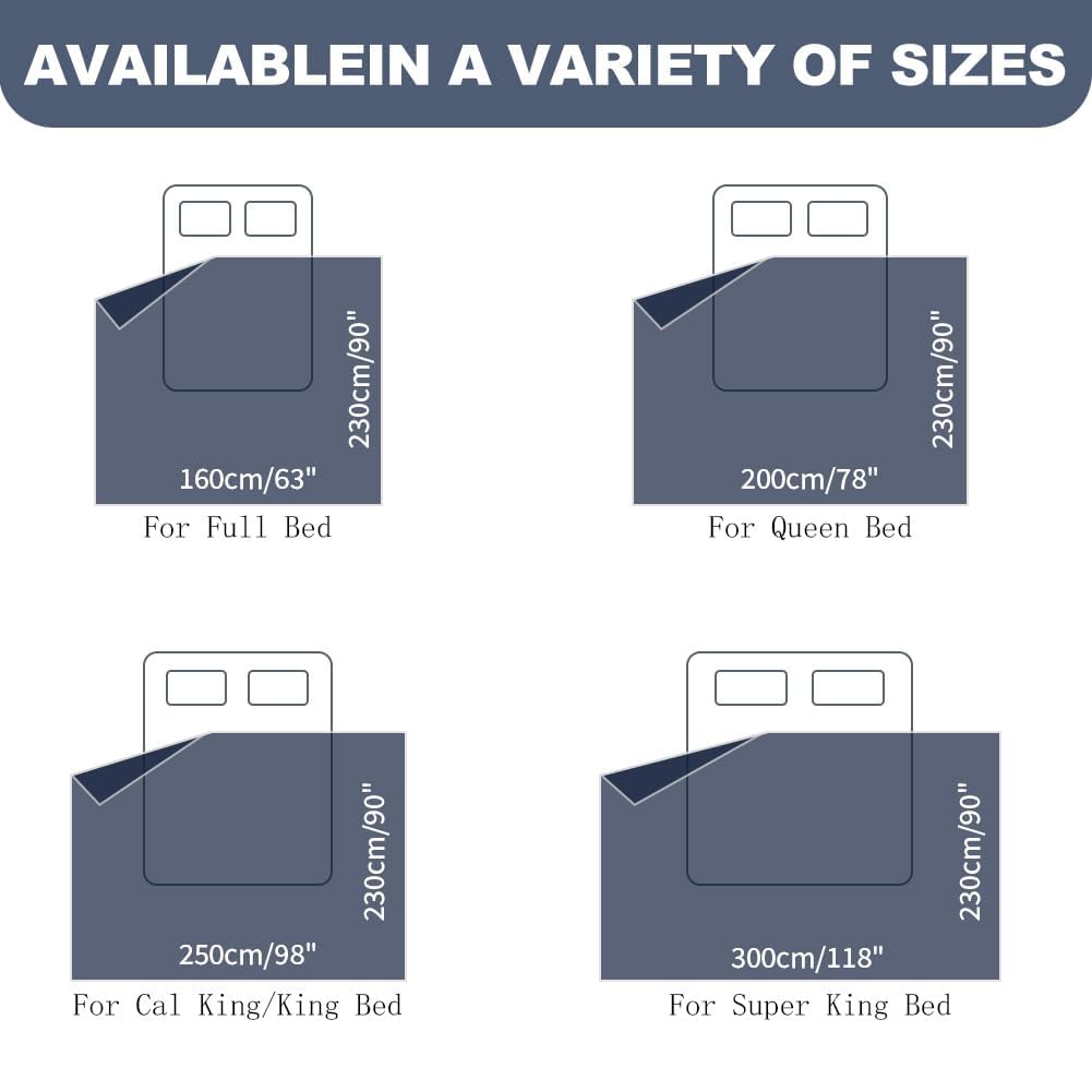 DUJUIKE Funda Impermeable para Cama, Funda de Terciopelo Impermeable, Protector de colchón Infantil 100% Impermeable y Transpirable, Funda de colchón silenciosa, súper Suave(Azul Marino, 230 x 250cm)