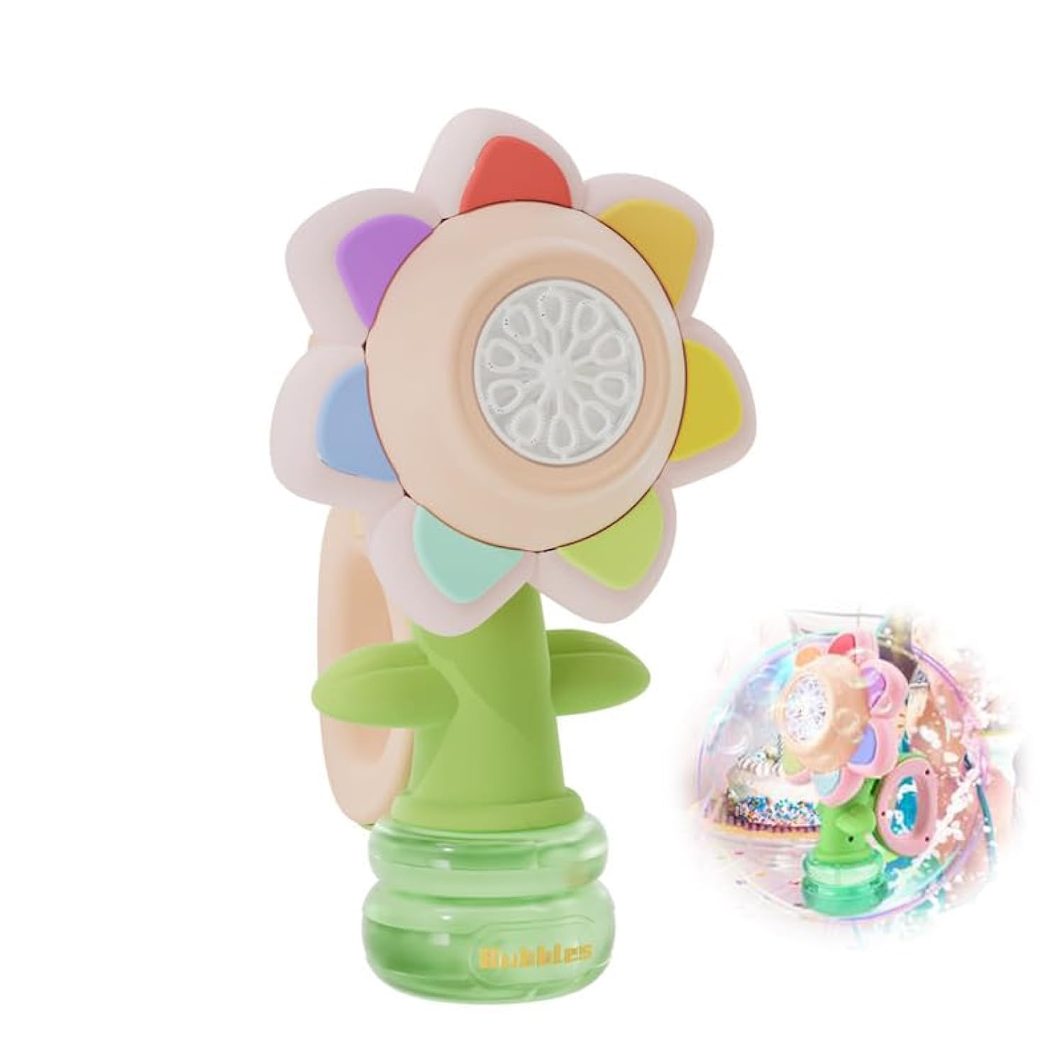 Azonee Bubble Machine, Sunflower Automatic Bubble Blower, Light-Up Design, Fun Outdoor Party Toy for Toddlers, Chargable