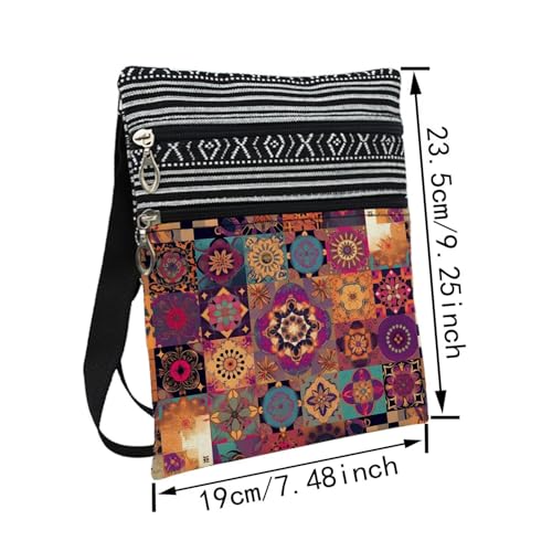 Kaleidoscope Messenger Bag Small Ethnic Pattern Printed Adjustable Strap Crossbody Zipper Bag Kaleidoscope Phone Bag Wallet Cute Shoulder Handbag for Women Friends -52