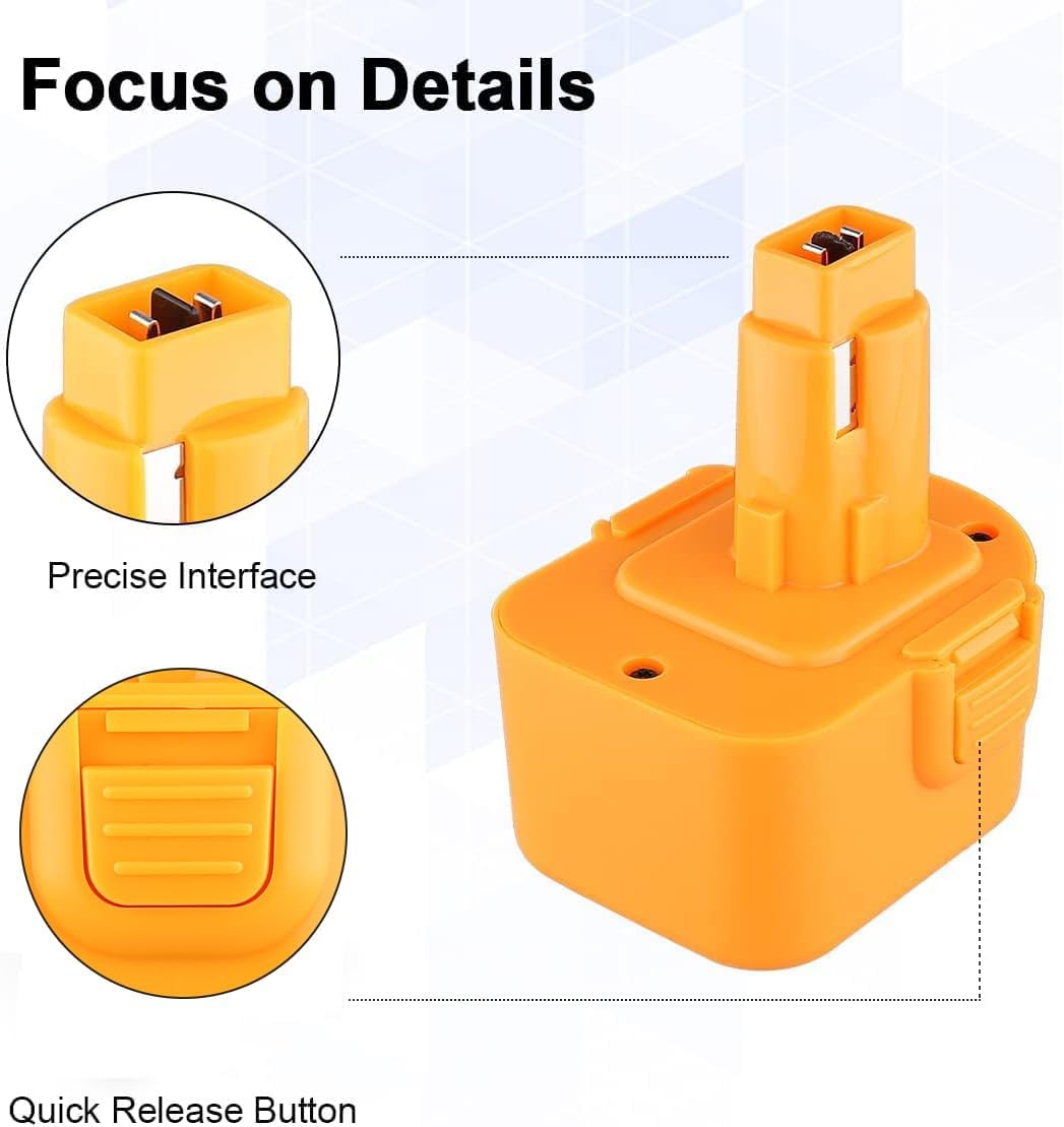 PDstation 2Pack 4800mAh DC9071 Battery Ni-Mh Replacement for Dewalt 12v Battery DW9072 DC9071 DE9037 DE9071 DE9072 DE9074 DE9075 152250-27 Compatible with Dewalt 12 Volt Battery Cordless Power Tool