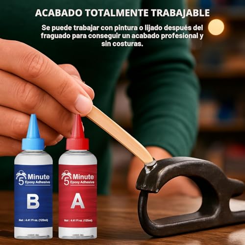 Miniatura 7 de Pegamento Epoxi 2 Componentes, 250ml Pegamento Resina Epoxi Extra Fuerte Transparente Para Reparación Rapida, Adhesivo Epoxi 5 Minutos Para Reparar Cerámica, Madera, Metal, Baldosas, Plastico