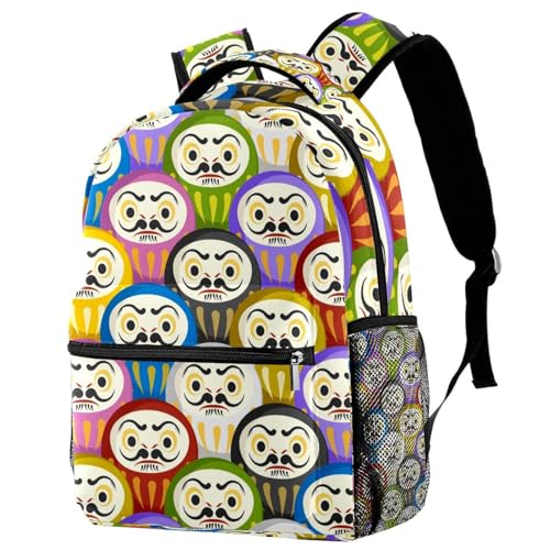 Sac à dos d'école Daruma multicolore 40cm pour adolescents et filles