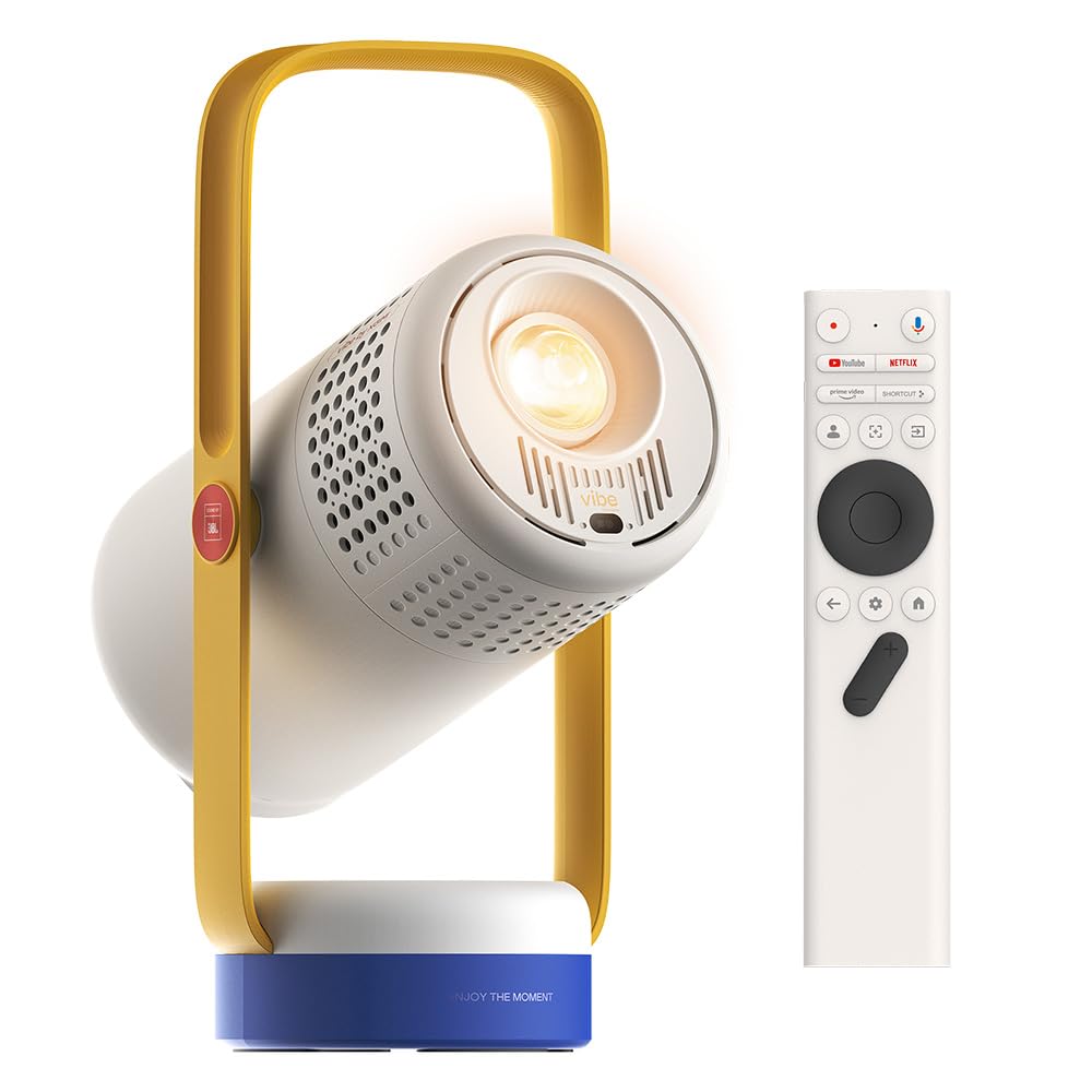 XGIMI Vibe One Batería integrada Proyector 1080p Inteligente Mini portátil, Google TV con Netflix, Sound by JBL, Soporte 160°, 1,2 h de Autonomía, WiFi, Bluetooth (Chispa Azul) Global Recycled Standard Global Recycled Standard Global Recycled Standard