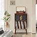Lerliuo Record Player Stand, Brown Turntable Stand Holds up to 160 Albums, Mid-Century Vinyl Storage Cabinet Table with Solid Wood Legs, Record Player Holder Dispaly Shelf for Bedroom Living Room