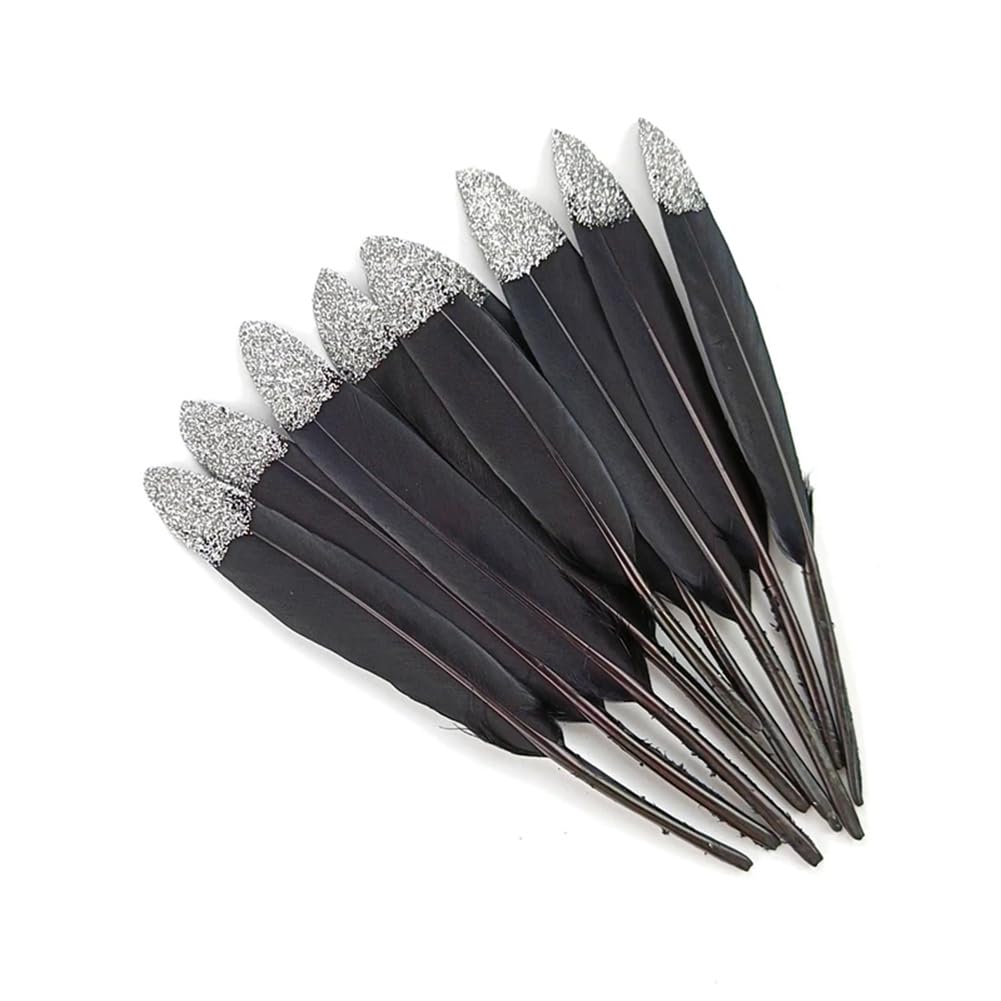 Plumas de ganso negro oro selectas para tocados alta costura y diseño exclusivo