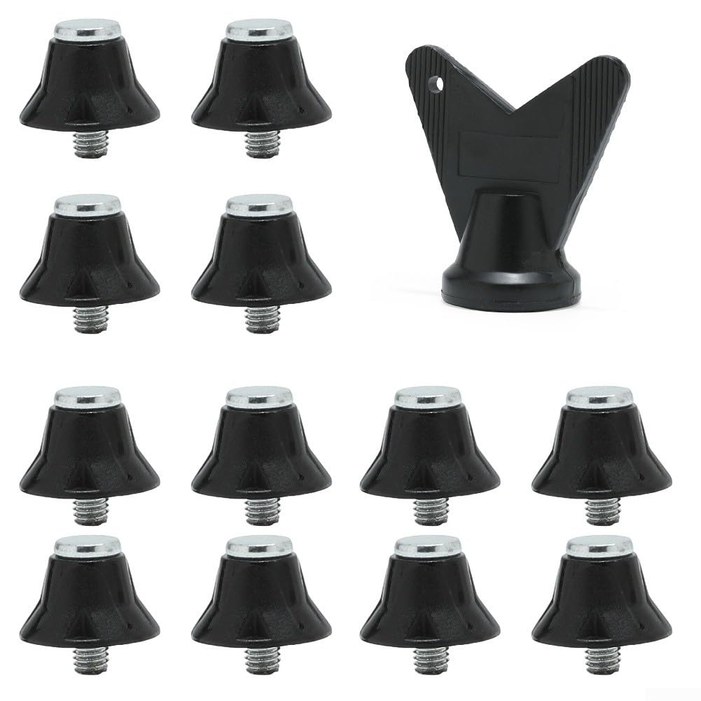 12 tacchetti di ricambio per scarpe da calcio, in lega di alluminio, filettatura da 5 mm, per scarpe da calcio, rugby, escursionismo, antiscivolo, trazione stabile, in diverse dimensioni (10 mm, 13 mm