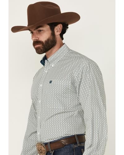 Cinch Western Shirt Men L/S Geometric Print Front XXL White MTW11058632