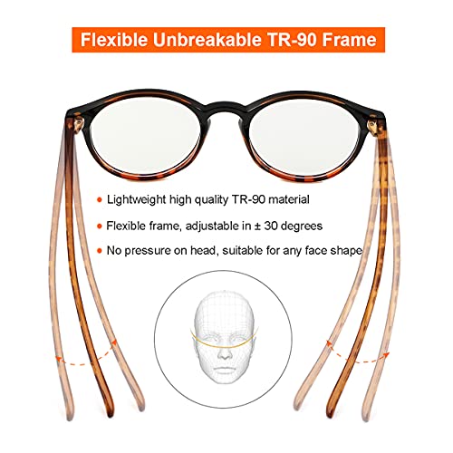 Image of Gleyemor Blue Light Glasses for Men Women, Vintage Round Frame Eyeglasses | Blue Light Blocking Glasses, Lightweight TR90 Frame, Work Gaming Daily Screen Office Computer Use