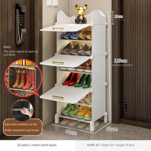 Image of Plastic Shoe Rack for Home | 3 Door 6 Shelf DIY Shoe Rack with Door for Home Storage Plastic Box Organizer, Metal Door Frame, Chappal Slipper Sandals Stand (Black, 3 Door)