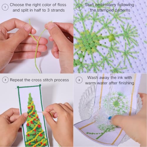 Image of FREEBLOSS 6 Set Cross Stitch Bookmark Kit Scenery Pattern with 30 Colors Embroidery Floss DIY Bookmark Kit with Instruction Embroidery Kit for Beginners 8''x2.4''