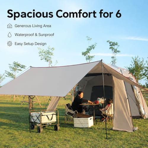 Carpa Doble Capa Domo para 6 Personas, Portátil y Resistente miniatura 4