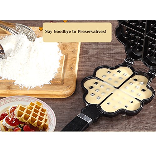 TAMUME Stovetop Waffeleisen für Herzwaffeln Gussaluminium Waffeleisen Belgische Herz Waffel Hersteller -4 Herz-geformt… – Bild 7
