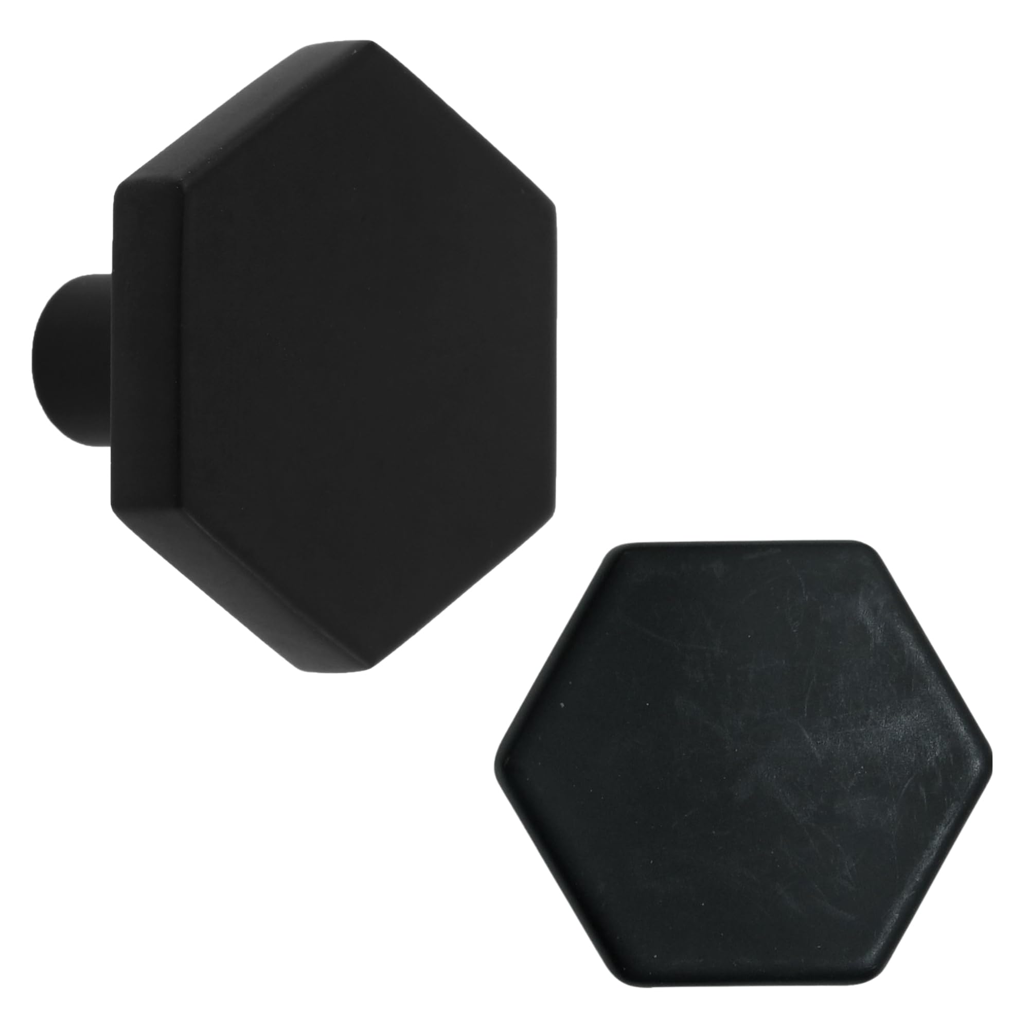 keypak 10 Pack Hexagonal Knobs 35mm - Modern Cabinet & Drawer Knob Handles for Kitchen Cabinets, Cupboards, Wardrobes, Furniture & DIY Renovations (Black)