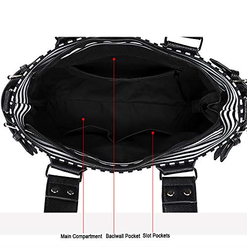 Bolso de mano de lona punk con remaches para mujer miniatura 7