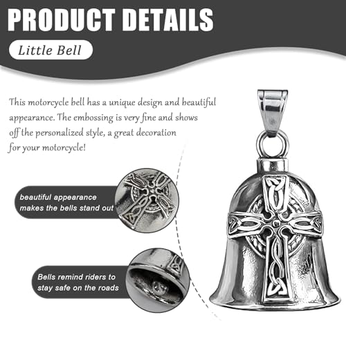 Image of vvag Motorcycle Bell Durable Guardian Angel Bell Hanger Biker Bell with Keychain Ring Motorcycle Accessories for Women