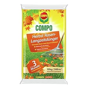 Compo Herbst-Rasen Langzeit-Dünger, 3 Monate Langzeitwirkung, Granulatform, 10 kg, 500 m²