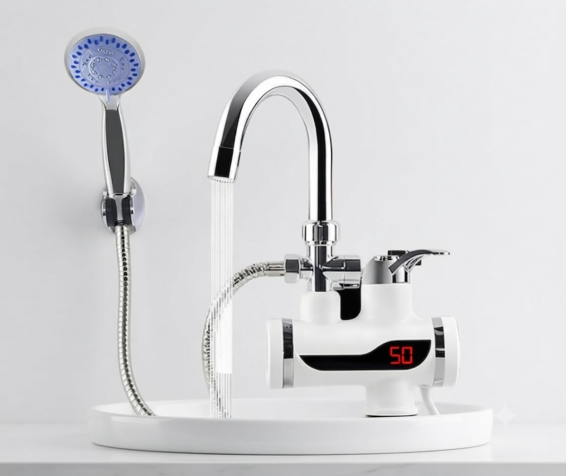 𝗗𝗿𝘂𝗺𝘀𝘁𝗼𝗻𝗲 𝟭+𝟭 𝐖𝐚𝐫𝐫𝐚𝐧𝐭𝐲 Instant Electric Shower Water Heater Portable Bathroom Shower Geyser with Fast Heating Compact Hot Water Shower Head for Home Wall Mount Bath Heating Solution-image-30