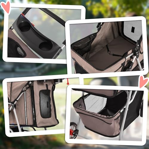PawHut Hundewagen Hundebuggy Buggy Hunde Katzen Pet Stroller Hunde Buggy Kaffeebraun