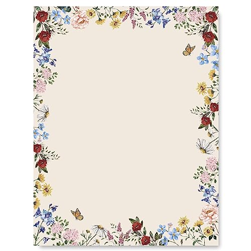 AnyDesign 80 Sheet Floral Letter Paper, Vintage Wildflower Design, 8.5 x 11 Inch, White, Paper,...