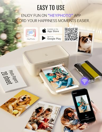 Image of iDPRT 4x6 Photo Printer, CP4100 Photo Printer for iPhone & Android with 20 Sheets & 1 Cartridges, Wi-Fi Wireless Portable Picture Printer, Instant Print Photos, Dye Sublimation, Ideal Gift, Beige