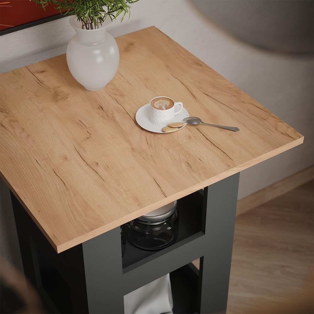 Vicco Bartisch Repose, Goldkraft Eiche/Anthrazit, 65 x 65 cm, ideal als Stehtisch für Küche, Esszimmer oder Bistro