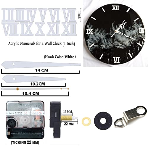 Image of 12 Pcs Arabic Mirrored Acrylic Numerals Movement Machine 22mm for Wood Resin Marble Clock Fancy Needles Pack 1 (White D0)