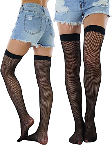 Image of ToBeInStyle Women's Diamond Large and Fine Fence Net Fishnet Nylon Thigh High