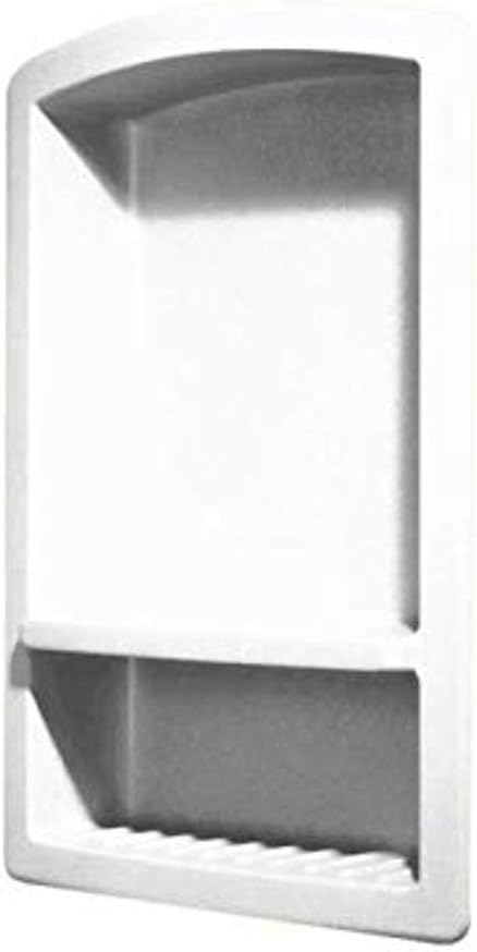 White Solid Surface Recessed Shower Shelf with Soap Dish
