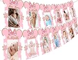Premium-Qualität: Das Cartoon Mouse-Fotobanner aus Premium-Qualitätskarte mit leuchtendem Rosa und Glitzergold. Das könnte wiederverwendet werden.