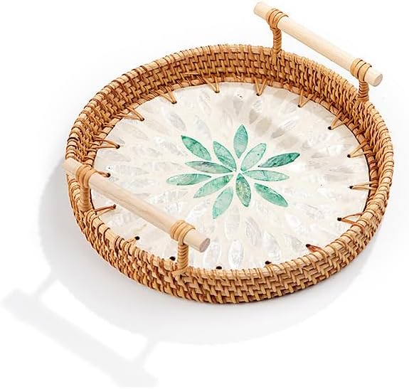 3 handmade willow branch bread baskets, round willow branch fruit serving tray, decorative natural woven kitchen countertop organizer, nut serving tray. (C)