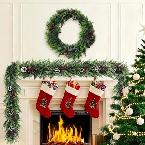 2025 New Christmas Garland Real Touch Cedar Garland Christmas Dec...