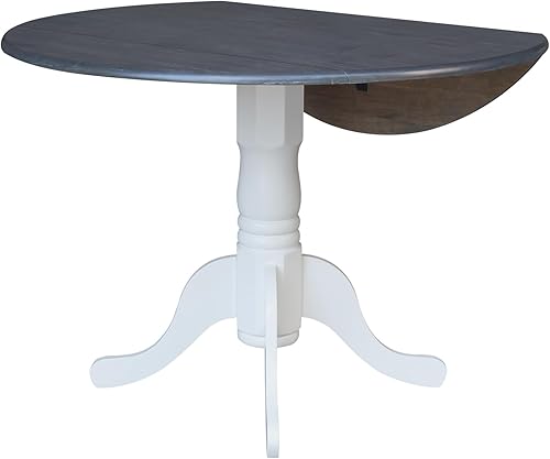 Miniatura 4 de International Concepts K05-42DP-C14-4 - Mesa de doble hoja con 4 sillas de respaldo X, juego de comedor de 5 piezas, color blancogris jaspeado