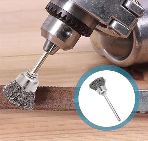 Image of Hordion 15pcs Cup Shape Wire Brush 5 /8 inch Diameter, 1 /8 Inch Shank Rust Removal Polishing Brush for Rotary Tools Accessories