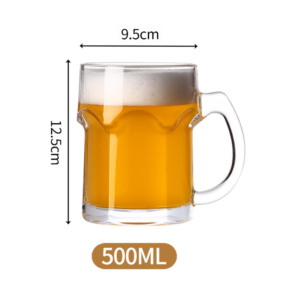 Set di 2 bicchieri da birra con manico, bicchieri da birra in vetro con poggiapolsi