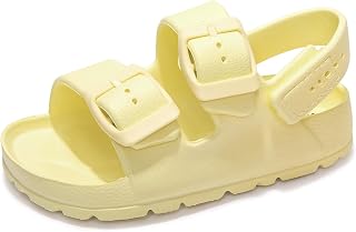 FUNKYMONKEY Unisex-Child Slides Double Buckle Adjustable EVA Flat Sandals for Boys Girls