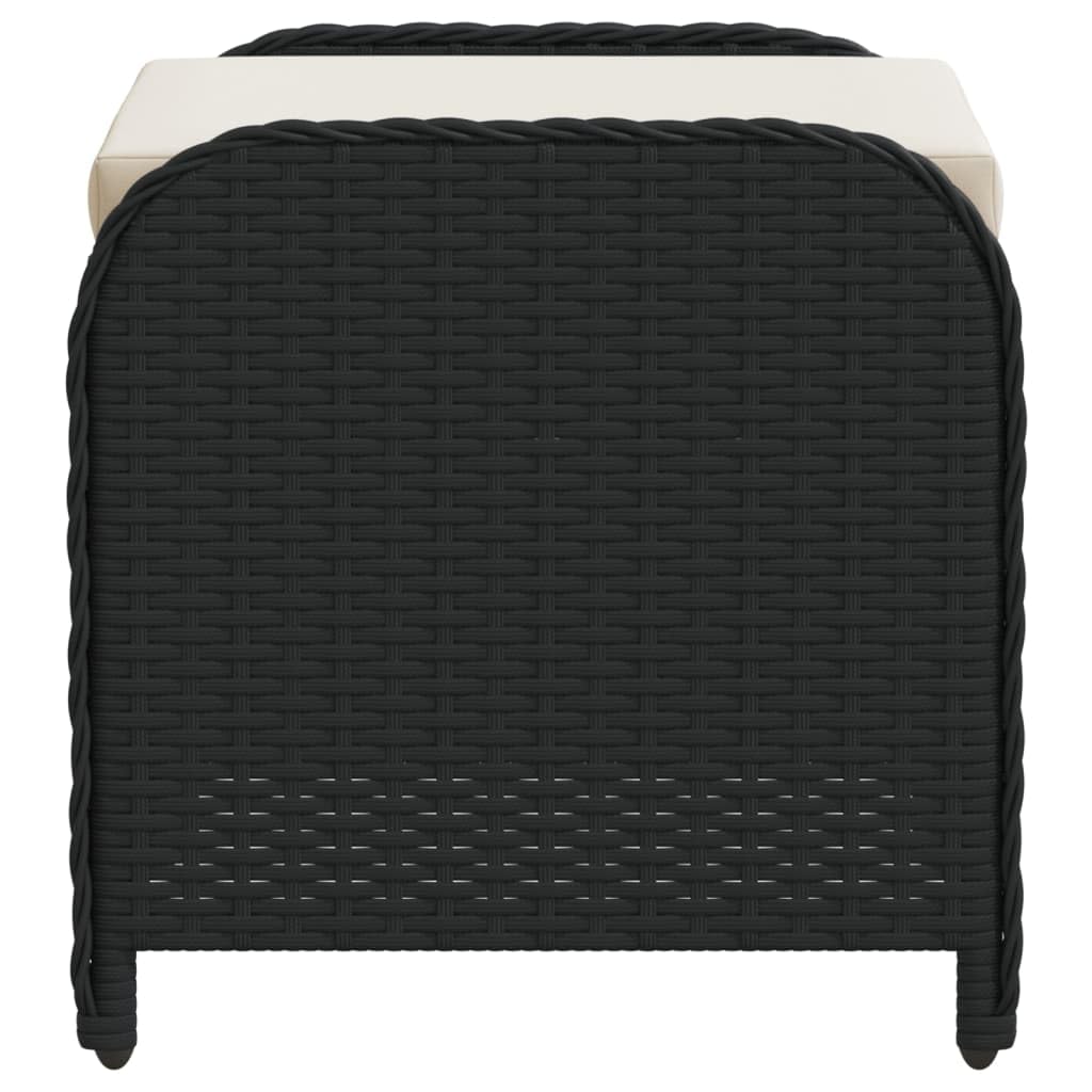 Taboret ogrodowy Poly Rattan czarny 58 x 46 x 46 cm