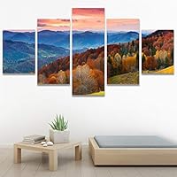 SIGNWIN 5 Panel Canvas Wall Art Modern Art Coastal Colorful Multicolor Photography Romantics Sunset for Home Decorations Ready to Hang - 60
