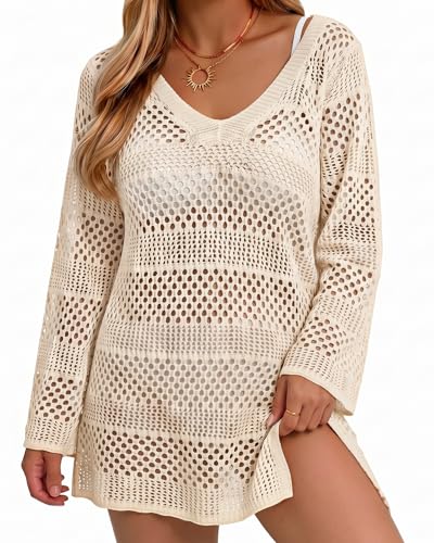 Image of CoCozy Crochet Cover Up for Women Mesh Hollow Out Bikini Cover Ups for Swimwear Summer Swimsuit 2026